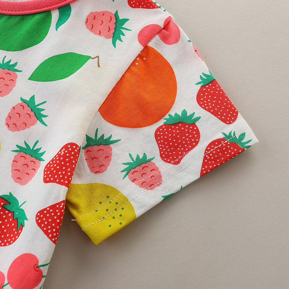 Girls' Fashion Fruits Pattern Print Short Sleeves Dress