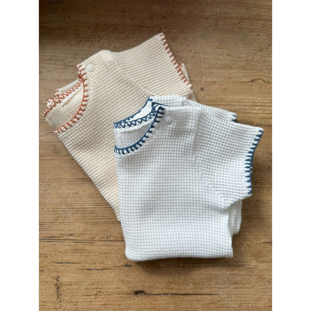 Baby Unisex Waffle Grid Short Sleeves Bodysuit and Hat