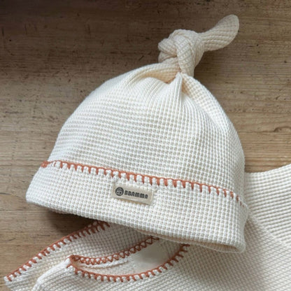 Baby Unisex Waffle Grid Short Sleeves Bodysuit and Hat