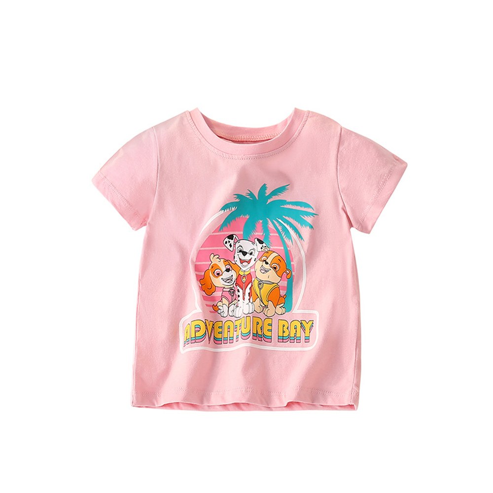 Girls' Cartoon Cute Dogs Print Short Sleeves T-shirt in European and American Style