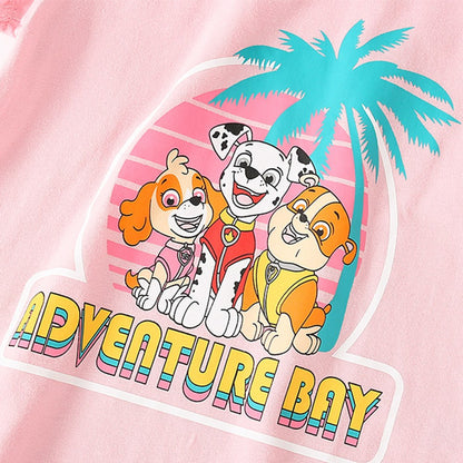 Girls' Cartoon Cute Dogs Print Short Sleeves T-shirt in European and American Style
