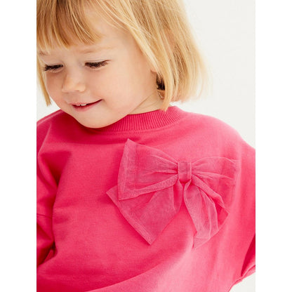 Girls Red Solid Color Long Sleeves Big Bow Top Sweatshirt and Pants 2-piece Clothing Set
