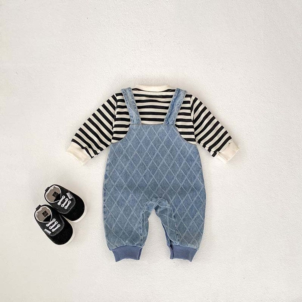 Baby Striped and Argyle Pattern Cartoon Cute Rompers