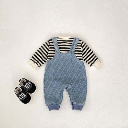 Baby Striped and Argyle Pattern Cartoon Cute Rompers
