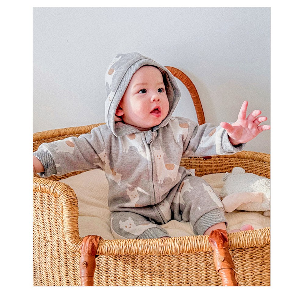 Unisex Baby's Fleece-lined Knitted Hooded Rompers for Warmth