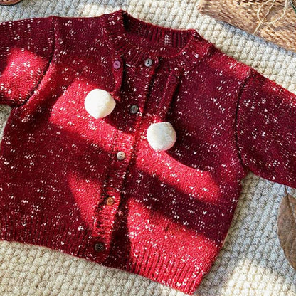 Knitted Baby's Red Wool Sweater Top for Outerwear