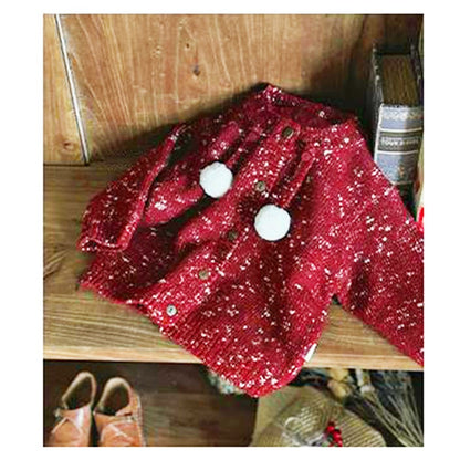Knitted Baby's Red Wool Sweater Top for Outerwear