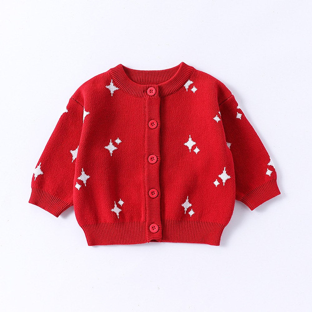 Unisex Baby's Warm Knitted Starlight Pattern Rompers
