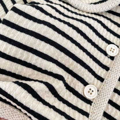 Girls Simple Cute Striped Pattern Single Breasted Top and Pants 2-piece Clothing Set
