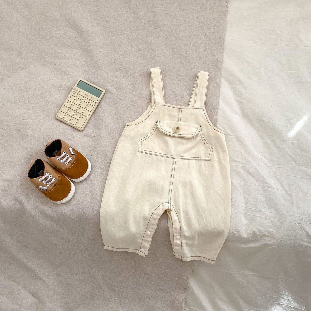 Girls Long Sleeves Simple Striped Top and Denim Overalls Set - 2 Pieces Clothing Set