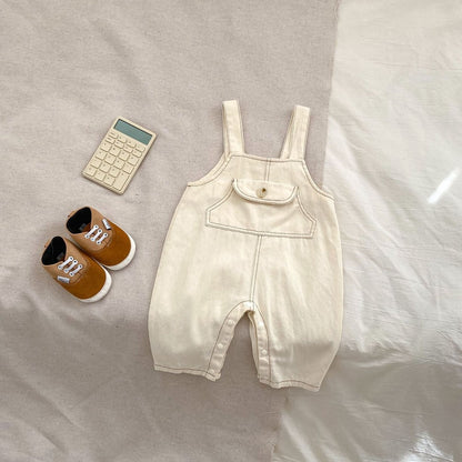 Girls Long Sleeves Simple Striped Top and Denim Overalls Set - 2 Pieces Clothing Set