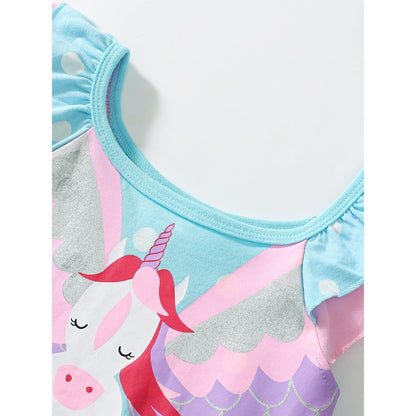 Pure Cotton Unicorn and Polka Dots Pattern Sleeveless Dress for Stylish Girls