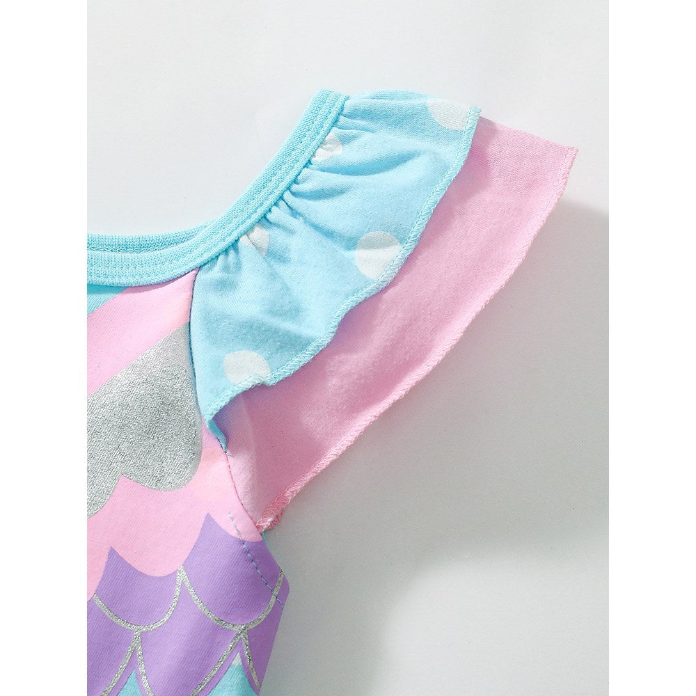 Pure Cotton Unicorn and Polka Dots Pattern Sleeveless Dress for Stylish Girls