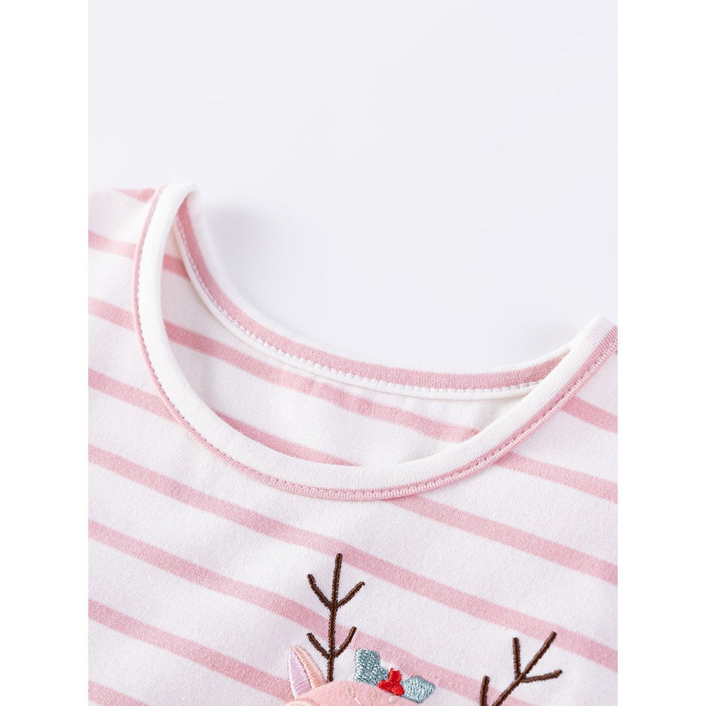 Animals Pattern Short-sleeved Pink Dress with Tulle for Stylish Girls