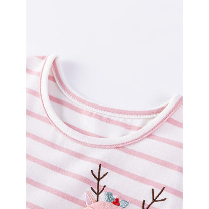 Animals Pattern Short-sleeved Pink Dress with Tulle for Stylish Girls