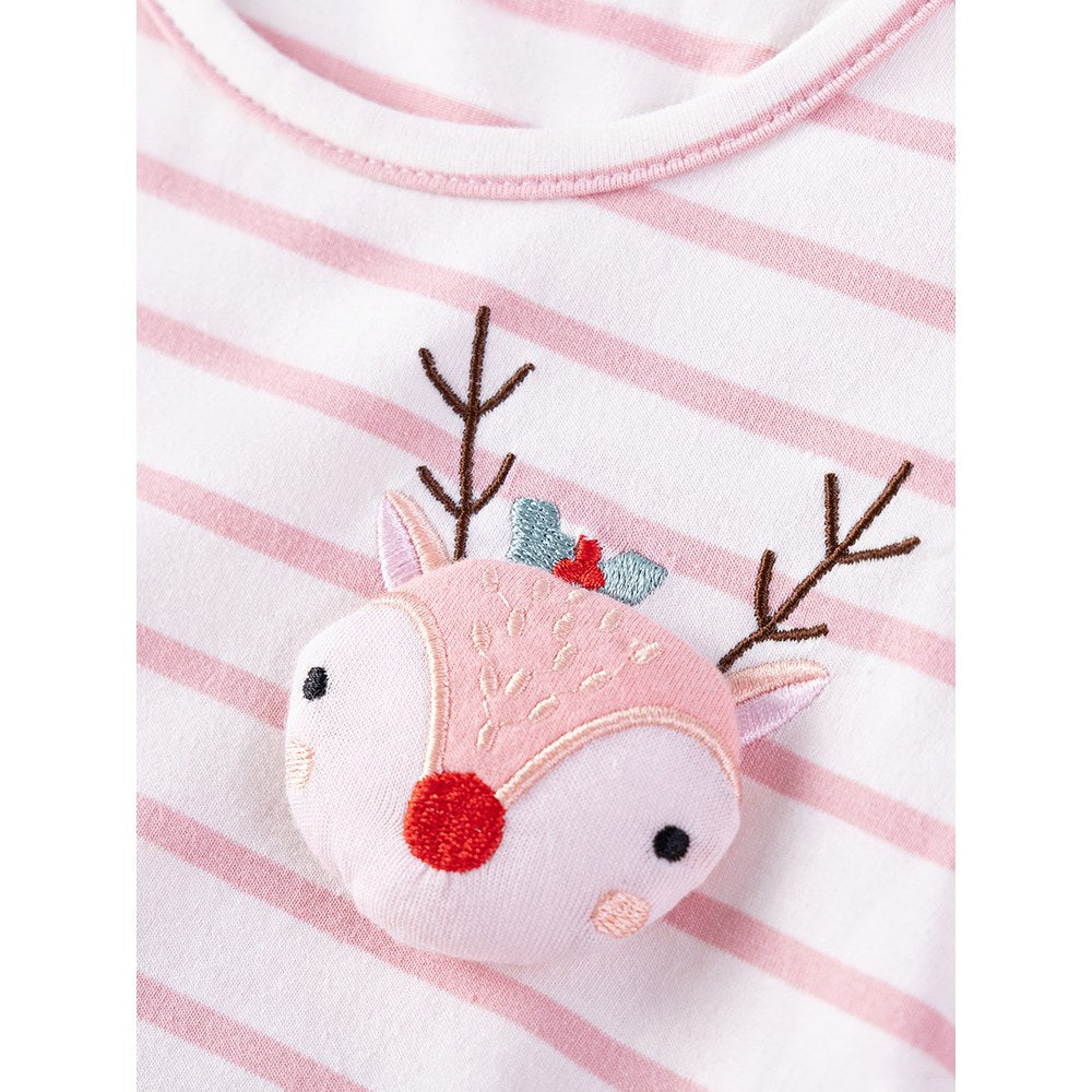 Animals Pattern Short-sleeved Pink Dress with Tulle for Stylish Girls