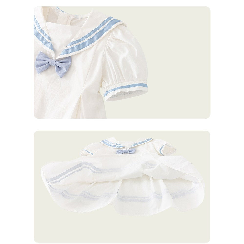 Preppy Navy Collar Short Sleeves Dress for Stylish Girls