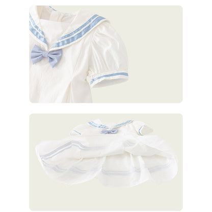 Preppy Navy Collar Short Sleeves Dress for Stylish Girls
