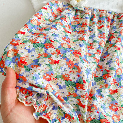 Baby Girls Short Sleeves Cute Floral Pattern Rompers