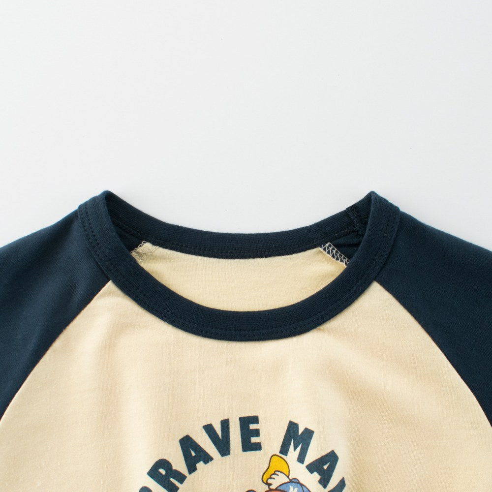 Girls' Cartoon and Letters Print T-shirt in European and American Style
