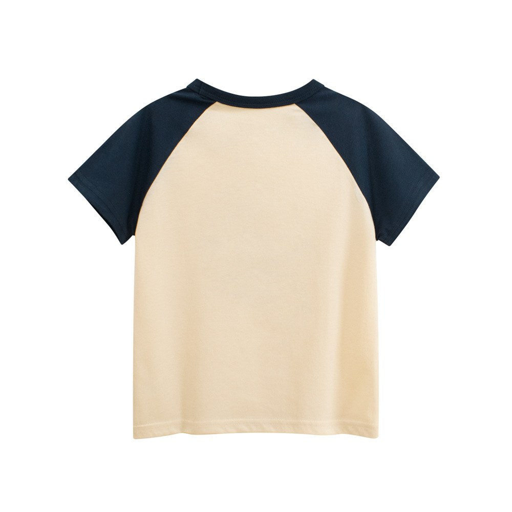 Girls' Cartoon and Letters Print T-shirt in European and American Style