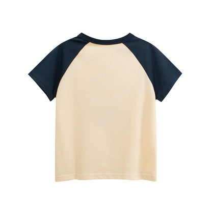 Girls' Cartoon and Letters Print T-shirt in European and American Style