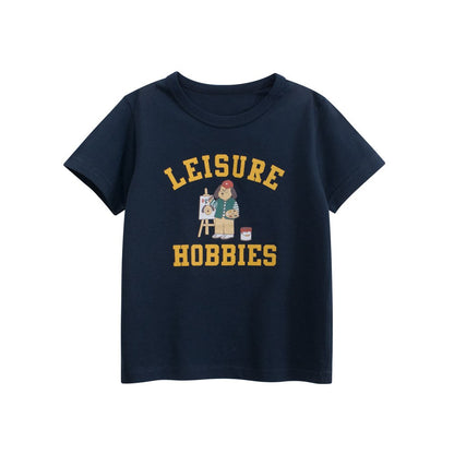 Girls' Animals Cartoon and Letters Print T-shirt in European and American Style