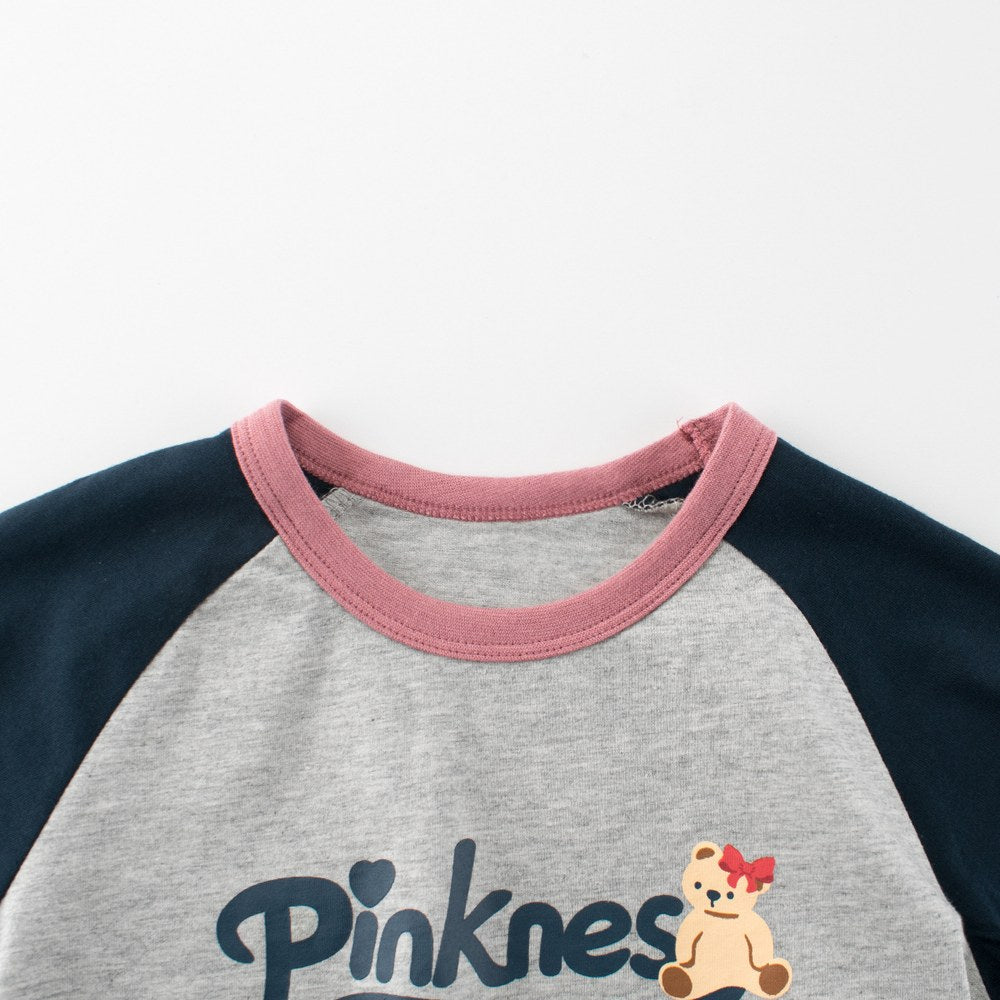 Girls' Animals Cartoon and Letters Print T-shirt in European and American Style