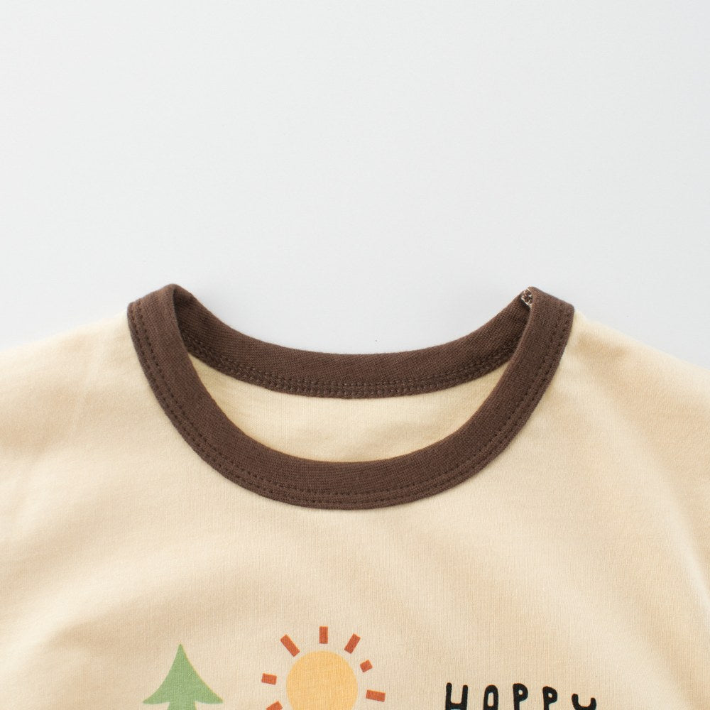 Girls' Cartoon and Letters Print T-shirt in European and American Style
