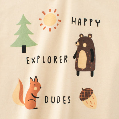Girls' Cartoon and Letters Print T-shirt in European and American Style