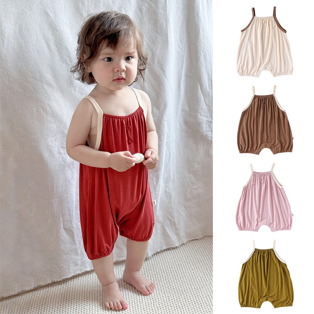 Baby Unisex Sleeveless Plain Rompers Bodysuits