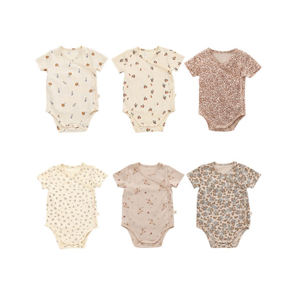 Baby Unisex V Neck Short Sleeves Fruits Pattern Bodysuit Bodysuits