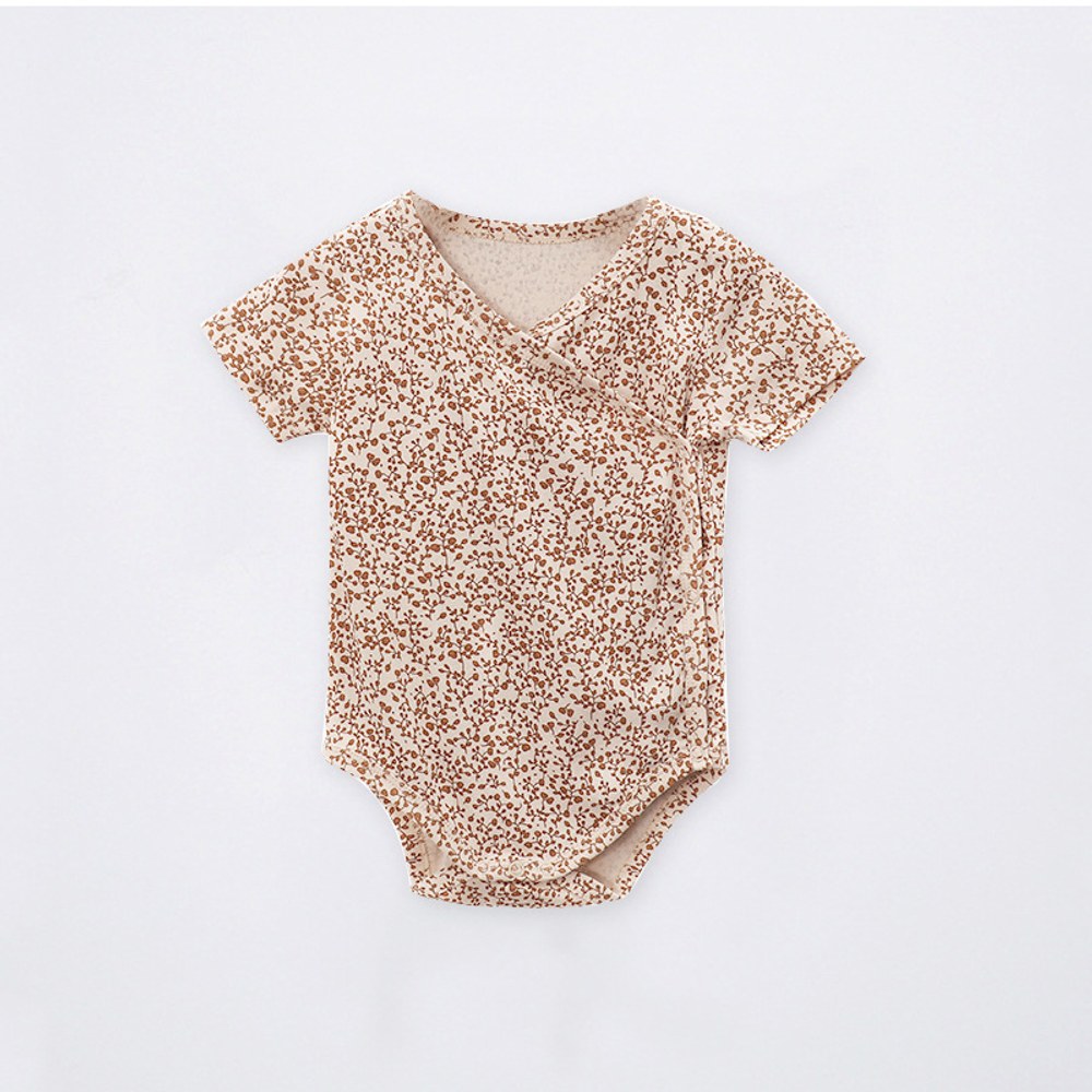 Baby Unisex V Neck Short Sleeves Fruits Pattern Bodysuit Bodysuits