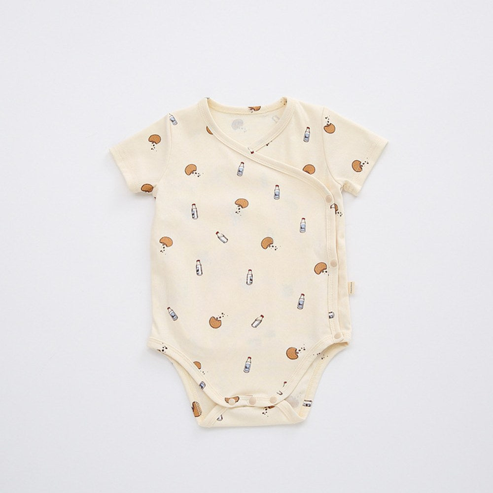 Baby Unisex V Neck Short Sleeves Fruits Pattern Bodysuit Bodysuits