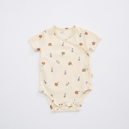 Baby Unisex V Neck Short Sleeves Fruits Pattern Bodysuit Bodysuits