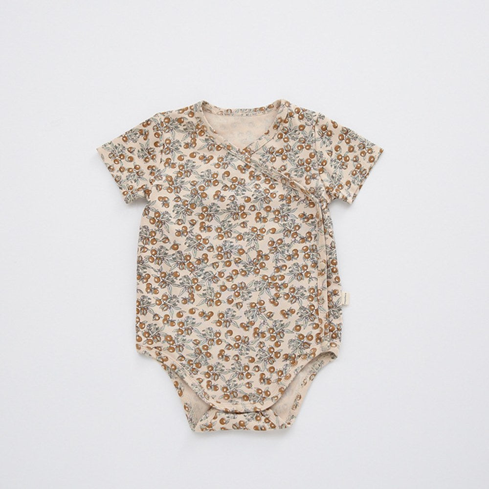 Baby Unisex V Neck Short Sleeves Fruits Pattern Bodysuit Bodysuits