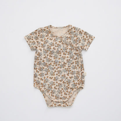 Baby Unisex V Neck Short Sleeves Fruits Pattern Bodysuit Bodysuits