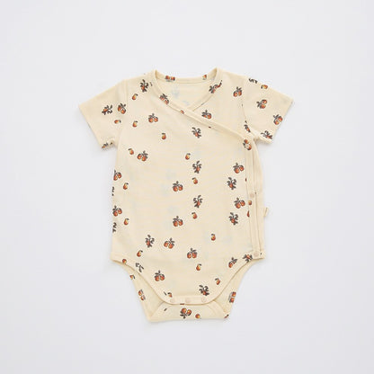 Baby Unisex V Neck Short Sleeves Fruits Pattern Bodysuit Bodysuits