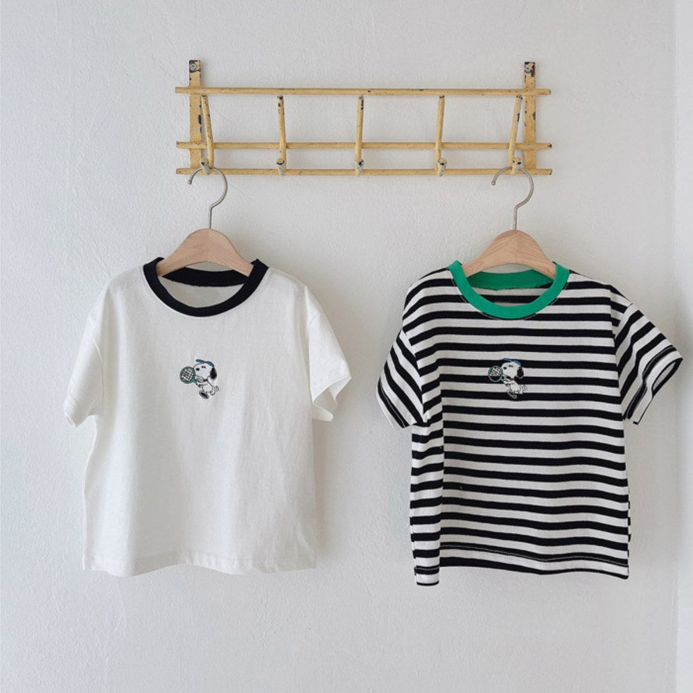 Casual Short Sleeves New Children's T-shirt, Unisex Baby Cartoon Striped Top