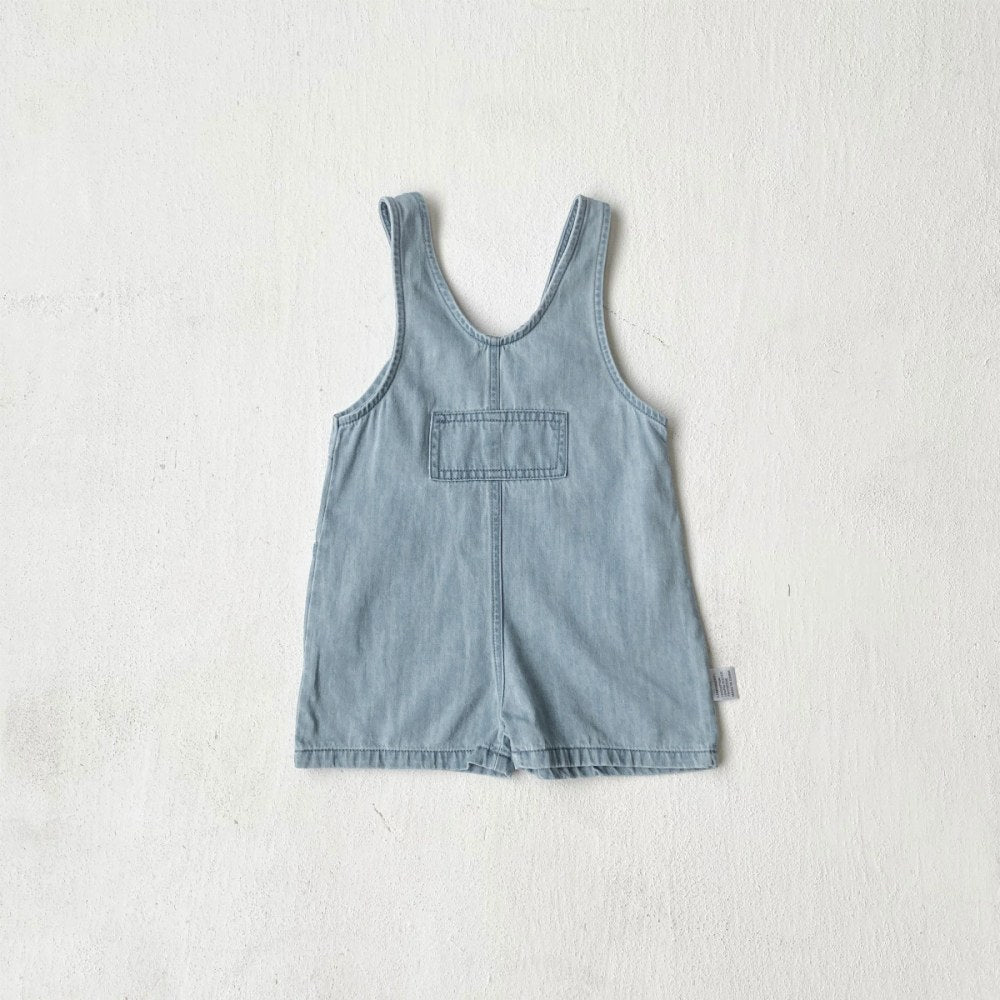 Baby Unisex Simple Sleeveless Solid Color Denim Overalls