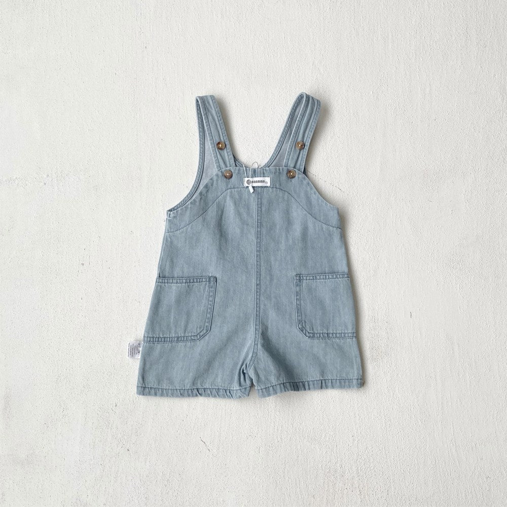 Baby Unisex Simple Sleeveless Solid Color Denim Overalls
