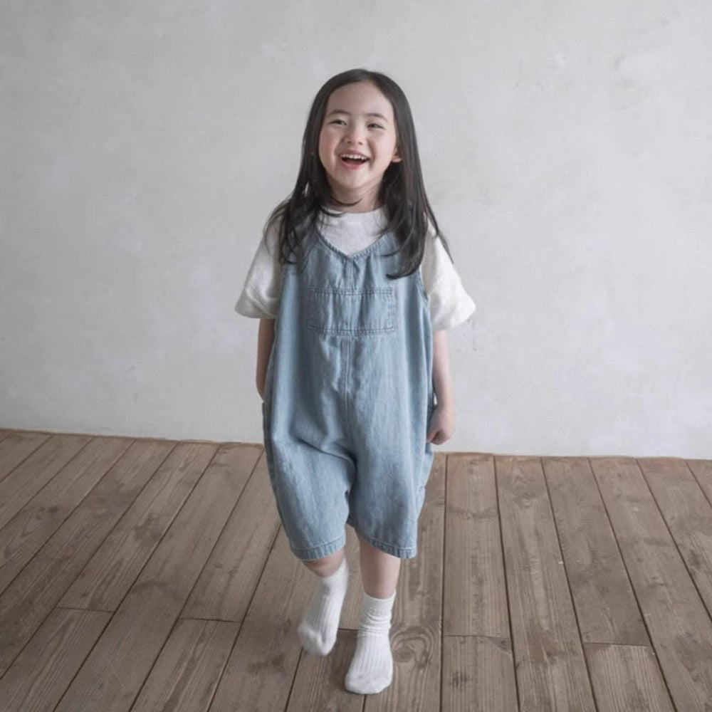 Baby Unisex Simple Sleeveless Solid Color Denim Overalls