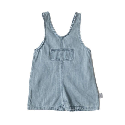 Baby Unisex Simple Sleeveless Solid Color Denim Overalls