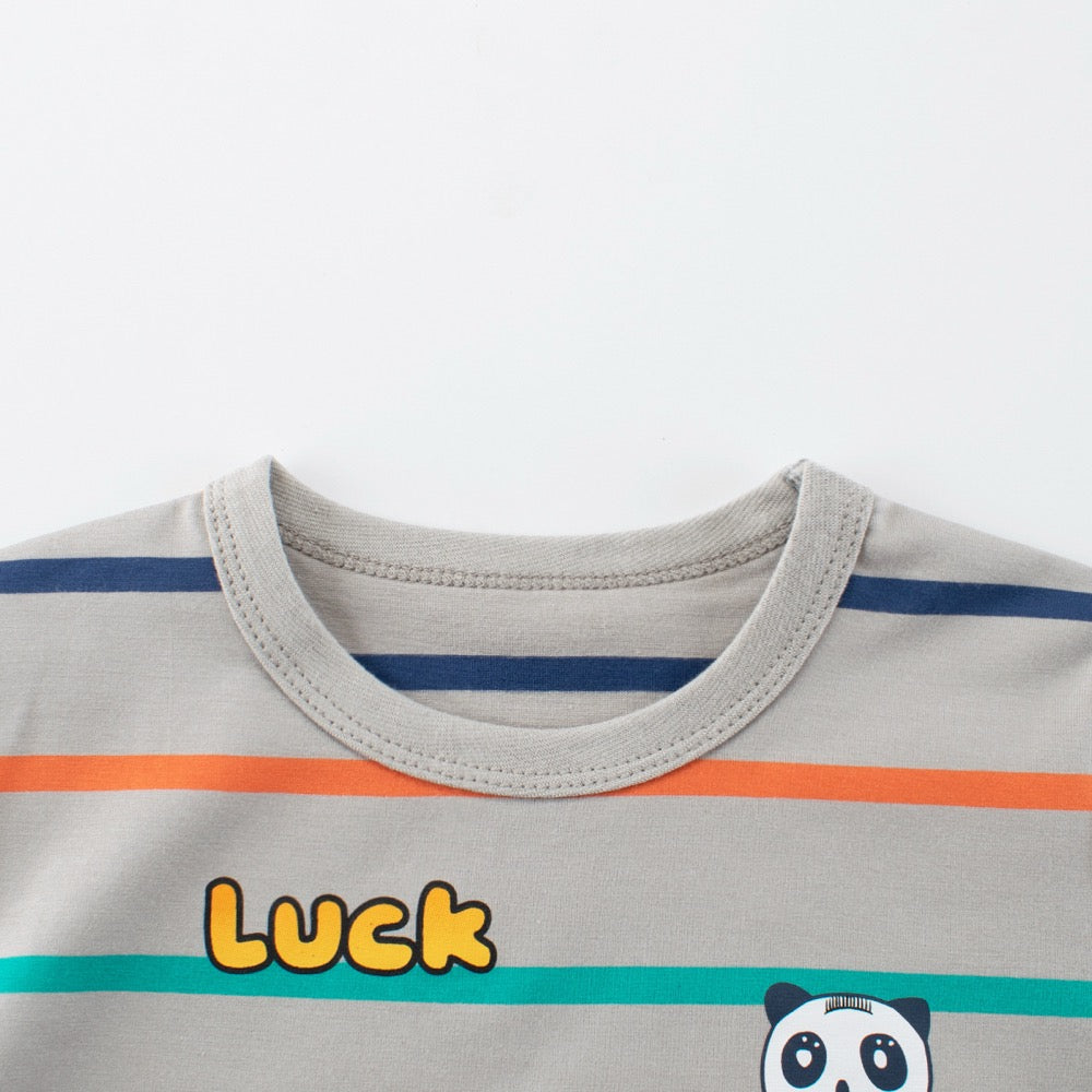 Boys' Animals Cartoon and Striped Pattern T-shirt in European and American Style