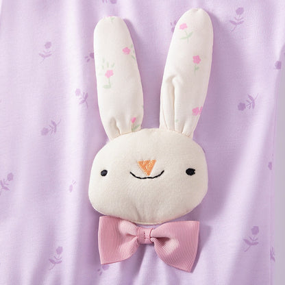 Girls Cute Rabbit and Flowers Pattern Long Sleeves Sweatshirt and Pants 2-piece Clothing Set