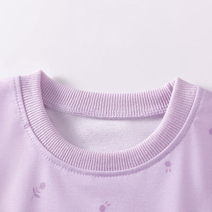 Girls Cute Rabbit and Flowers Pattern Long Sleeves Sweatshirt and Pants 2-piece Clothing Set