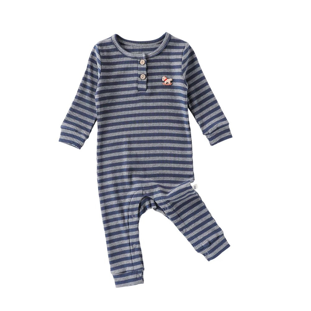 Baby Unisex Long Sleeves Casual Striped Pattern Rompers