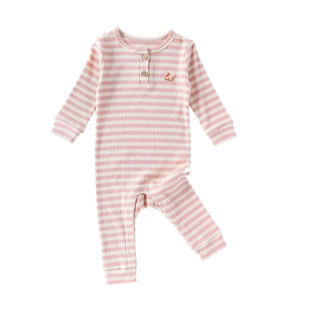 Baby Unisex Long Sleeves Casual Striped Pattern Rompers
