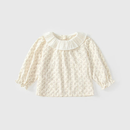 Baby Kids Girls Floral Pattern Long Sleeves Top with Collar