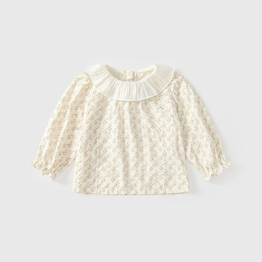 Baby Kids Girls Floral Pattern Long Sleeves Top with Collar